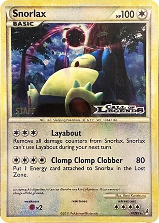 Snorlax - 33/95 (Prerelease) [Staff] () Holofoil [Promos: Nintendo Promos] Pokemon Single Pokémon