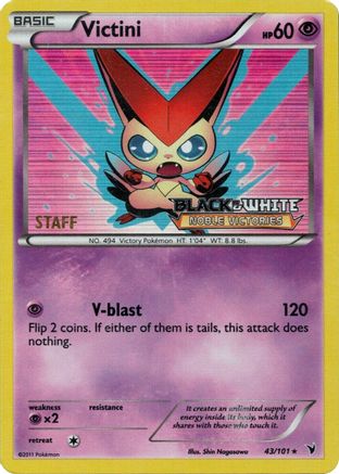 Victini - 43/101 (Prerelease) [Staff] () Holofoil [Promos: BW Promos] Pokemon Single Pokémon