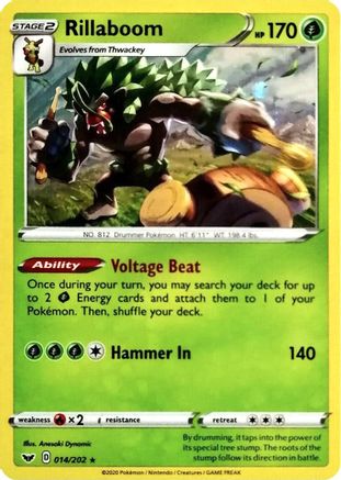 Rillaboom - 014/202 (Cosmos Holo) Holofoil [Misc: Cards & Products] Pokemon Single Pokémon