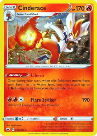 Cinderace - 034/202 (Cosmos Holo) Holofoil [Misc: Cards & Products] Pokemon Single Pokémon