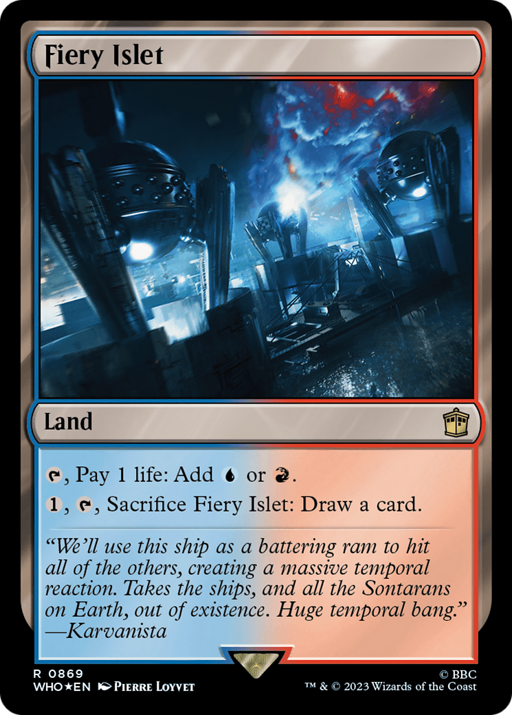 Fiery Islet (Surge Foil) (WHO-869) [Doctor Who] Foil MTG Single Wizards of the Coast