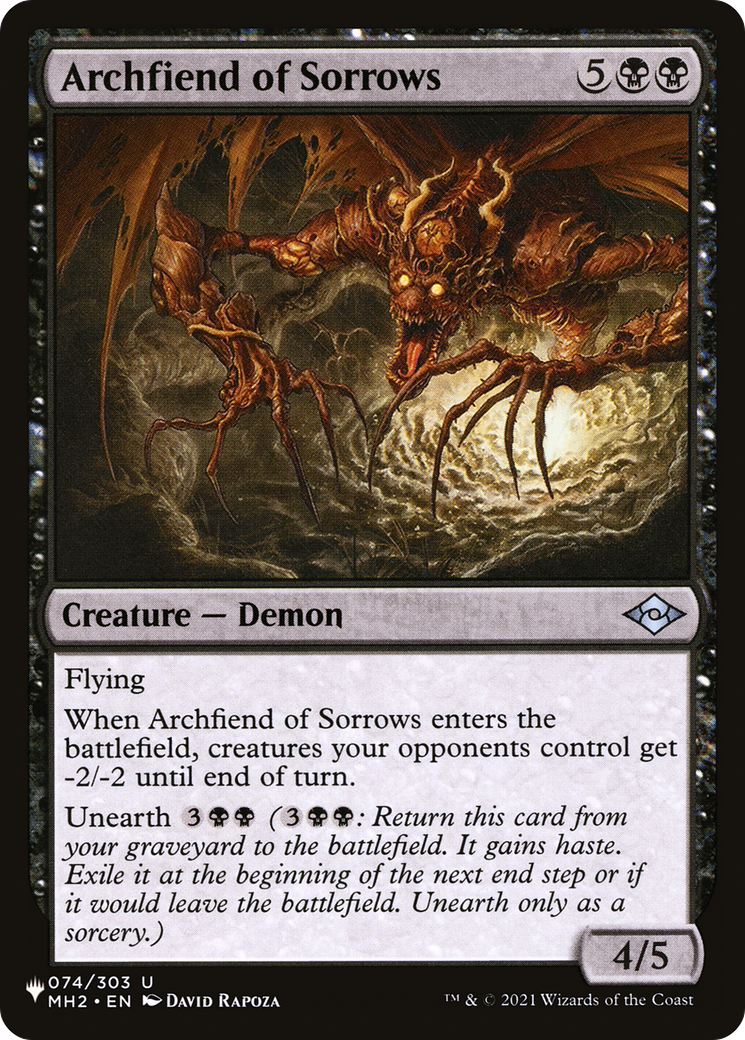 Archfiend of Sorrows (LIST-MH2-74) [Mystery Booster] The List MTG Single Wizards of the Coast