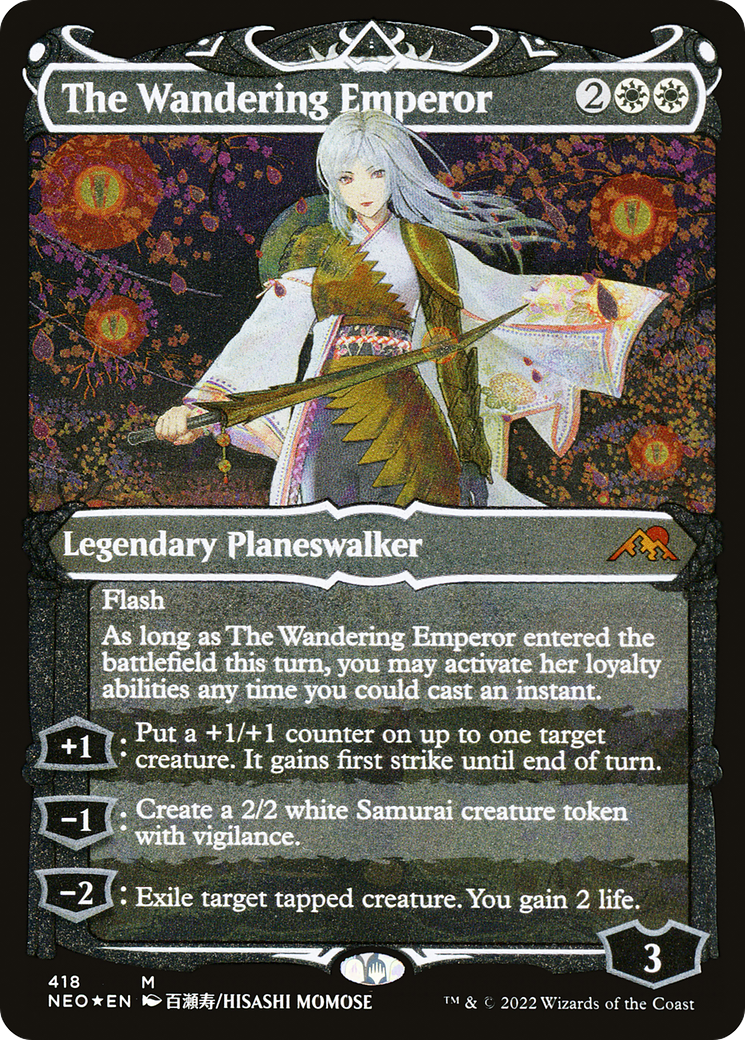 The Wandering Emperor (NEO-418) [Kamigawa: Neon Dynasty] (Showcase) Etched Foil MTG Single Wizards of the Coast