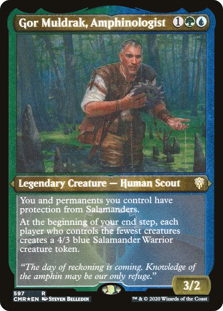 Gor Muldrak, Amphinologist (CMR-597) [Commander Legends] Etched Foil MTG Single Wizards of the Coast