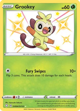 Grookey SV004/122 Holofoil [SWSH: Shining Fates Shiny Vault] Pokemon Single Pokémon