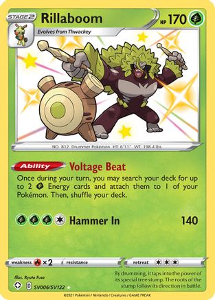 Rillaboom SV006/122 Holofoil [SWSH: Shining Fates Shiny Vault] Pokemon Single Pokémon