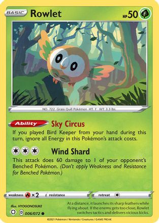 Rowlet (6/72) Reverse Holofoil [SWSH: Shining Fates] Pokemon Single Pokémon