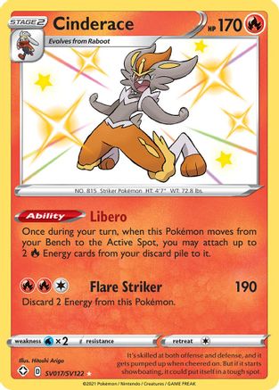 Cinderace (SV017/122) Holofoil [SWSH: Shining Fates Shiny Vault] Pokemon Single Pokémon