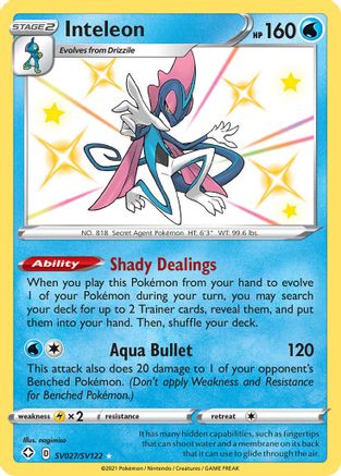Inteleon SV027/122 Holofoil [SWSH: Shining Fates Shiny Vault] Pokemon Single Pokémon