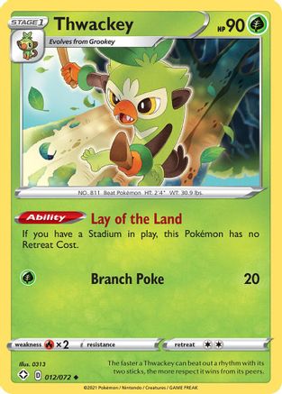 Thwackey (12/72) Reverse Holofoil [SWSH: Shining Fates] Pokemon Single Pokémon