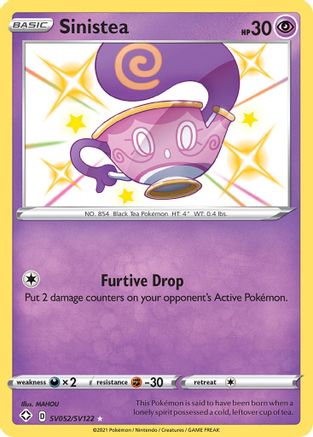 Sinistea SV052/122 Holofoil [SWSH: Shining Fates Shiny Vault] Pokemon Single Pokémon