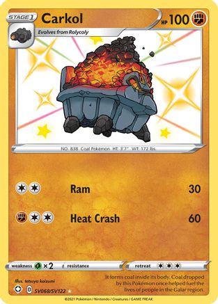 Carkol (SV068/122) Holofoil [SWSH: Shining Fates Shiny Vault] Pokemon Single Pokémon