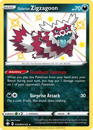 Galarian Zigzagoon (SV078/122) Holofoil [SWSH: Shining Fates Shiny Vault] Pokemon Single Pokémon