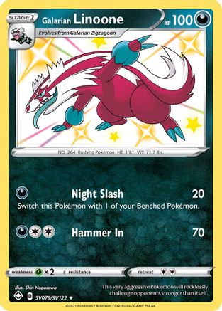 Galarian Linoone (SV079/122) Holofoil [SWSH: Shining Fates Shiny Vault] Pokemon Single Pokémon