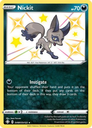 Nickit (SV081/122) Holofoil [SWSH: Shining Fates Shiny Vault] Pokemon Single Pokémon