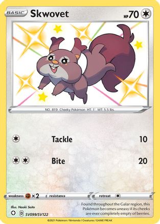 Skwovet SV099/122 Holofoil [SWSH: Shining Fates Shiny Vault] Pokemon Single Pokémon