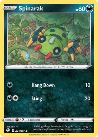Spinarak 43/72 [SWSH: Shining Fates] Pokemon Single Pokémon