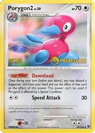 Porygon2 49/106 (Prerelease) [Staff] () [Promos: DP Promos] Pokemon Single Pokémon