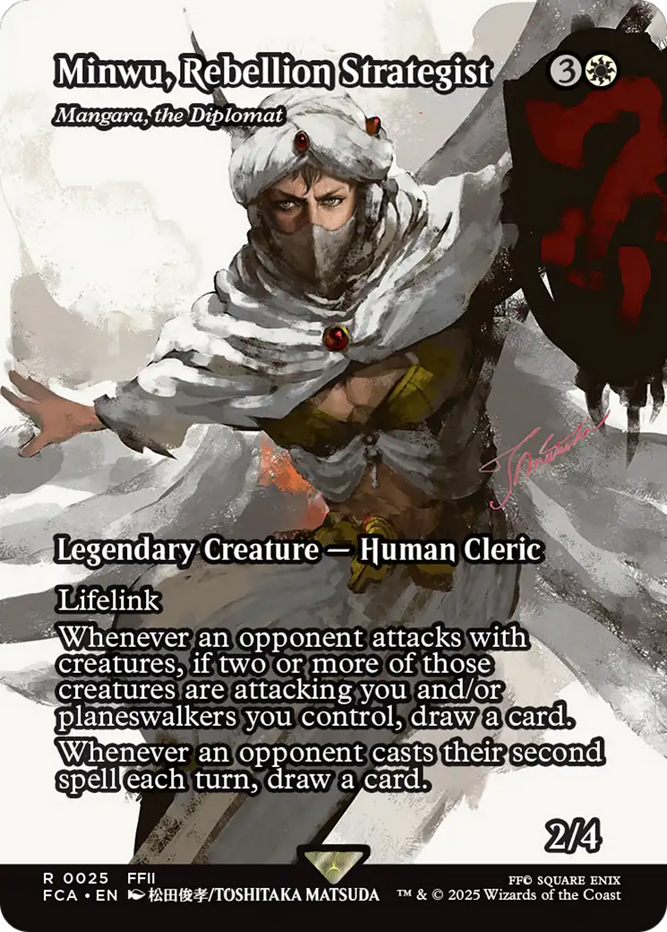 Minwu, Rebellion Strategist - Mangara, the Diplomat (Showcase) (FCA-025) [FINAL FANTASY: Through the Ages] / Minwu, Rebellion Strategist (Borderless) Foil MTG Single Wizards of the Coast