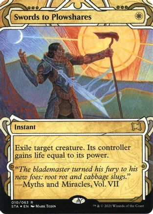 Swords to Plowshares (Foil Etched) (STA-010) [Strixhaven Mystical Archive] (Borderless) Foil MTG Single Wizards of the Coast