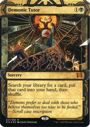 Demonic Tutor (Foil Etched) (STA-027) [Strixhaven Mystical Archive] (Borderless) Foil MTG Single Wizards of the Coast