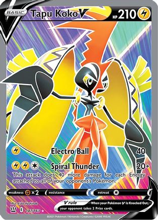 Tapu Koko V (Full Art) 147/163 Holofoil [SWSH: Battle Styles] Pokemon Single Pokémon