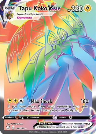Tapu Koko VMAX (Secret) 166/163 Holofoil [SWSH: Battle Styles] Pokemon Single Pokémon