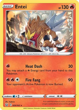 Entei (20/163) Reverse Holofoil [SWSH: Battle Styles] Pokemon Single Pokémon