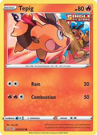Tepig (23/163) Reverse Holofoil [SWSH: Battle Styles] Pokemon Single Pokémon