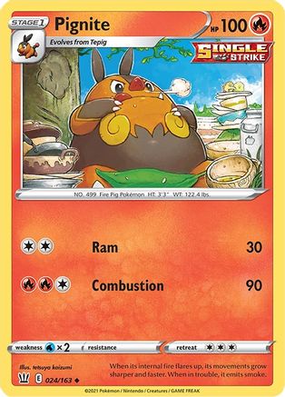 Pignite (24/163) Reverse Holofoil [SWSH: Battle Styles] Pokemon Single Pokémon