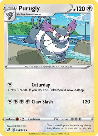 Purugly (116/163) Reverse Holofoil [SWSH: Battle Styles] Pokemon Single Pokémon