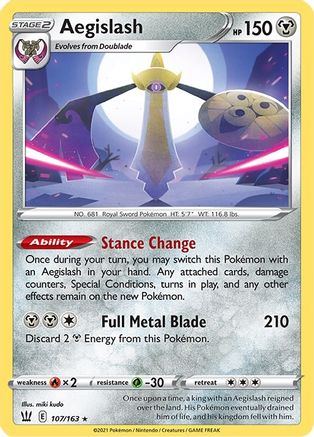 Aegislash (107/163) Reverse Holofoil [SWSH: Battle Styles] Pokemon Single Pokémon