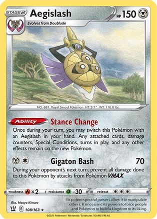 Aegislash (108/163) Reverse Holofoil [SWSH: Battle Styles] Pokemon Single Pokémon