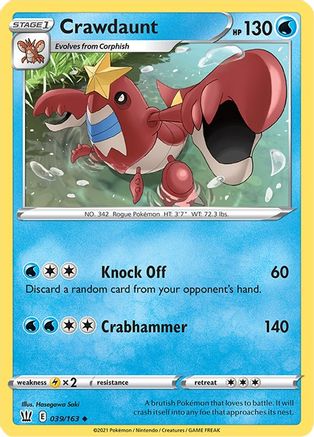 Crawdaunt (39/163) [SWSH: Battle Styles] Pokemon Single Pokémon