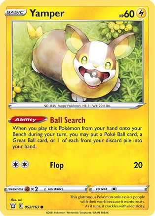 Yamper (52/163) Reverse Holofoil [SWSH: Battle Styles] Pokemon Single Pokémon