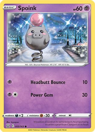 Spoink (55/163) Reverse Holofoil [SWSH: Battle Styles] Pokemon Single Pokémon