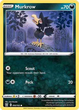 Murkrow (93/163) Reverse Holofoil [SWSH: Battle Styles] Pokemon Single Pokémon