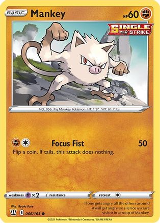 Mankey (66/163) Reverse Holofoil [SWSH: Battle Styles] Pokemon Single Pokémon