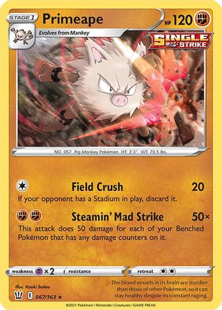 Primeape 67/163 [SWSH: Battle Styles] Pokemon Single Pokémon
