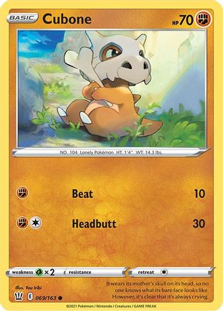 Cubone (69/163) [SWSH: Battle Styles] Pokemon Single Pokémon