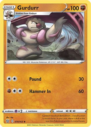 Gurdurr (74/163) [SWSH: Battle Styles] Pokemon Single Pokémon