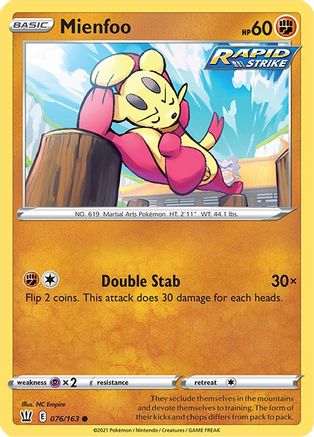 Mienfoo (76/163) [SWSH: Battle Styles] Pokemon Single Pokémon
