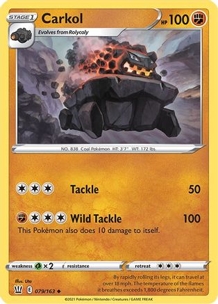 Carkol (79/163) [SWSH: Battle Styles] Pokemon Single Pokémon