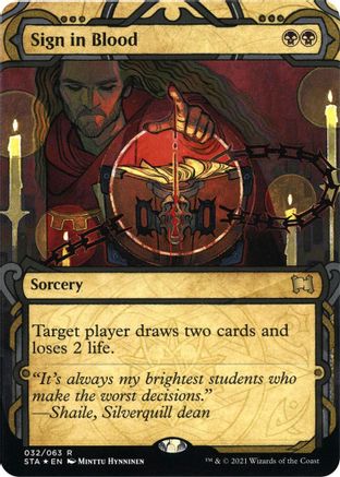 Sign in Blood (Foil Etched) (STA-032) [Strixhaven Mystical Archive] (Borderless) Foil MTG Single Wizards of the Coast