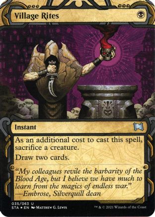 Village Rites (Foil Etched) (STA-035) [Strixhaven Mystical Archive] (Borderless) Foil MTG Single Wizards of the Coast