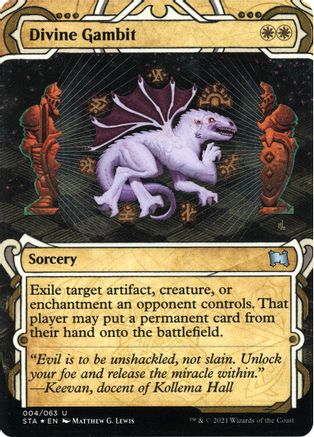 Divine Gambit (Foil Etched) (STA-004) [Strixhaven Mystical Archive] (Borderless) Foil MTG Single Wizards of the Coast
