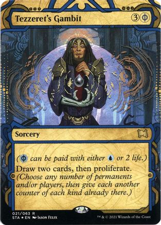 Tezzeret's Gambit (Foil Etched) (STA-021) [Strixhaven Mystical Archive] (Borderless) Foil MTG Single Wizards of the Coast