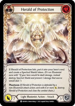 Herald of Protection (Red) [MON014] 1st Edition Normal Flesh And Blood Single Flesh And Blood   