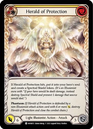 Herald of Protection (Yellow) [MON015] 1st Edition Normal Flesh And Blood Single Flesh And Blood   