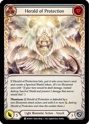 Herald of Protection (Blue) (Rainbow Foil) [U-MON016-RF] Unlimited Rainbow Foil Flesh And Blood Single Flesh And Blood   